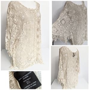 NWOT Boho Ombre Crochet Lace Sleeve Top Sz M To L